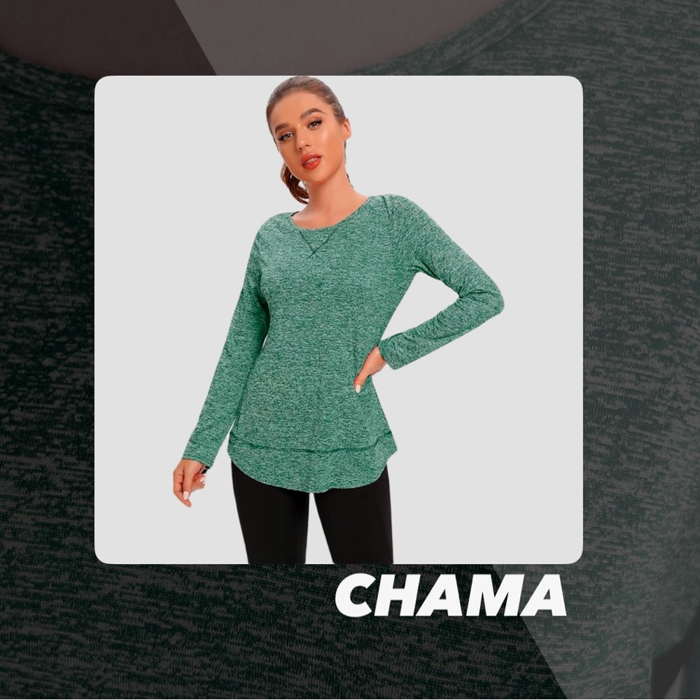 EUC Chama Heather Green Long Sleeve Tee